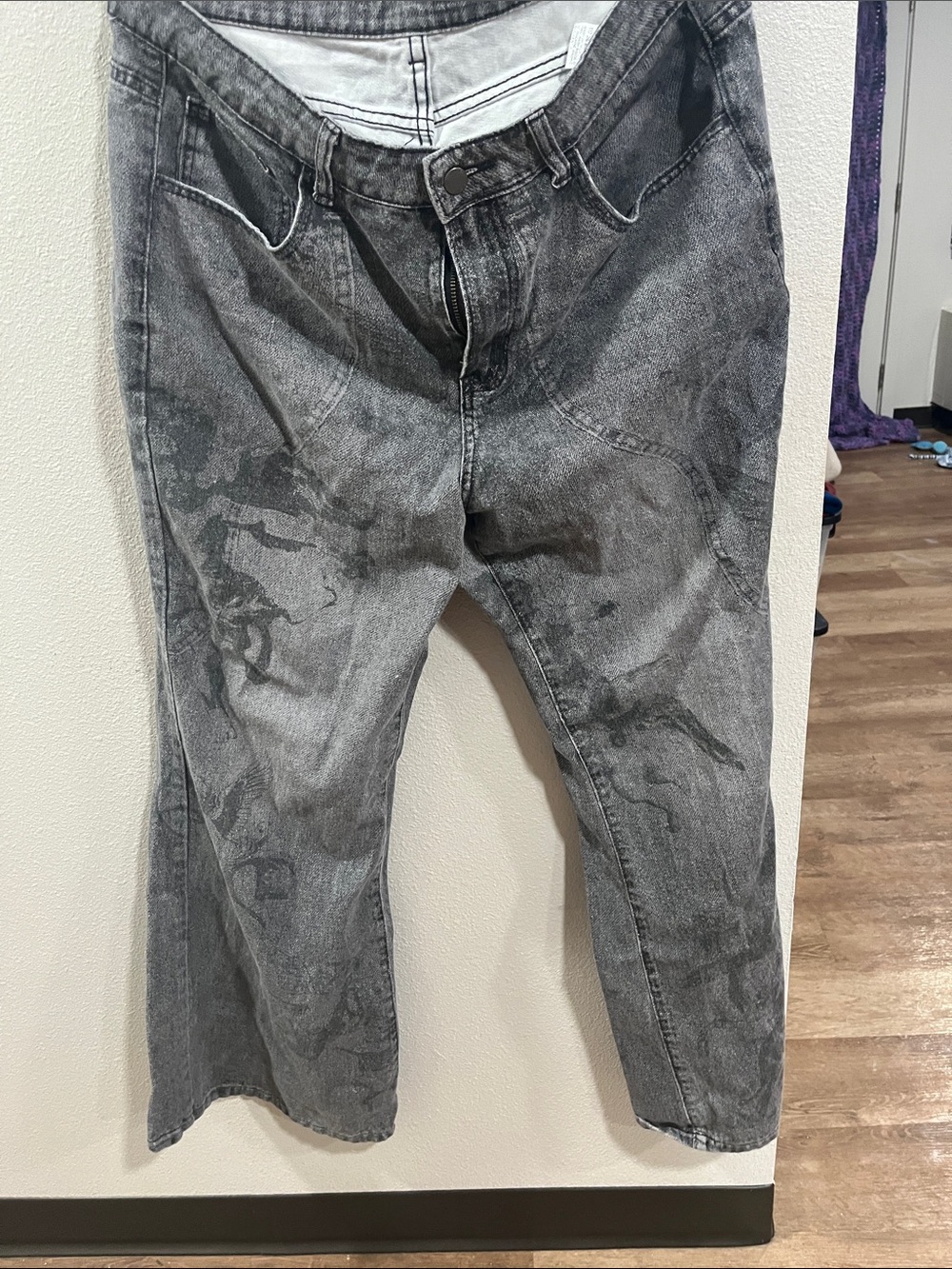 Relaxed Fit Men's boot cut Washed Gray Denim Pants